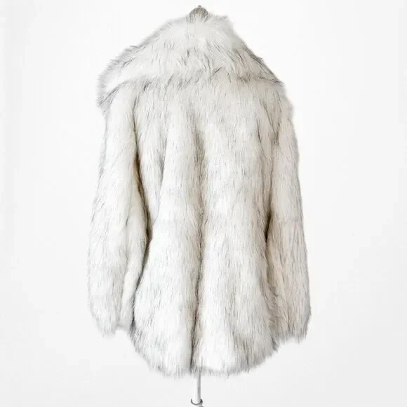 Vintage Y2K White Faux Fur Teddy Bear Style Fluffy Coat Jacket Size M - Picture 7 of 8